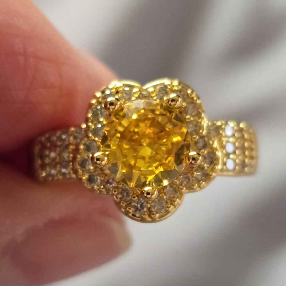 Gold and Yellow Gemstone Ring